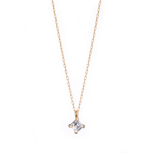 4mm Zirconia Square 45°- 4 Claw Necklace