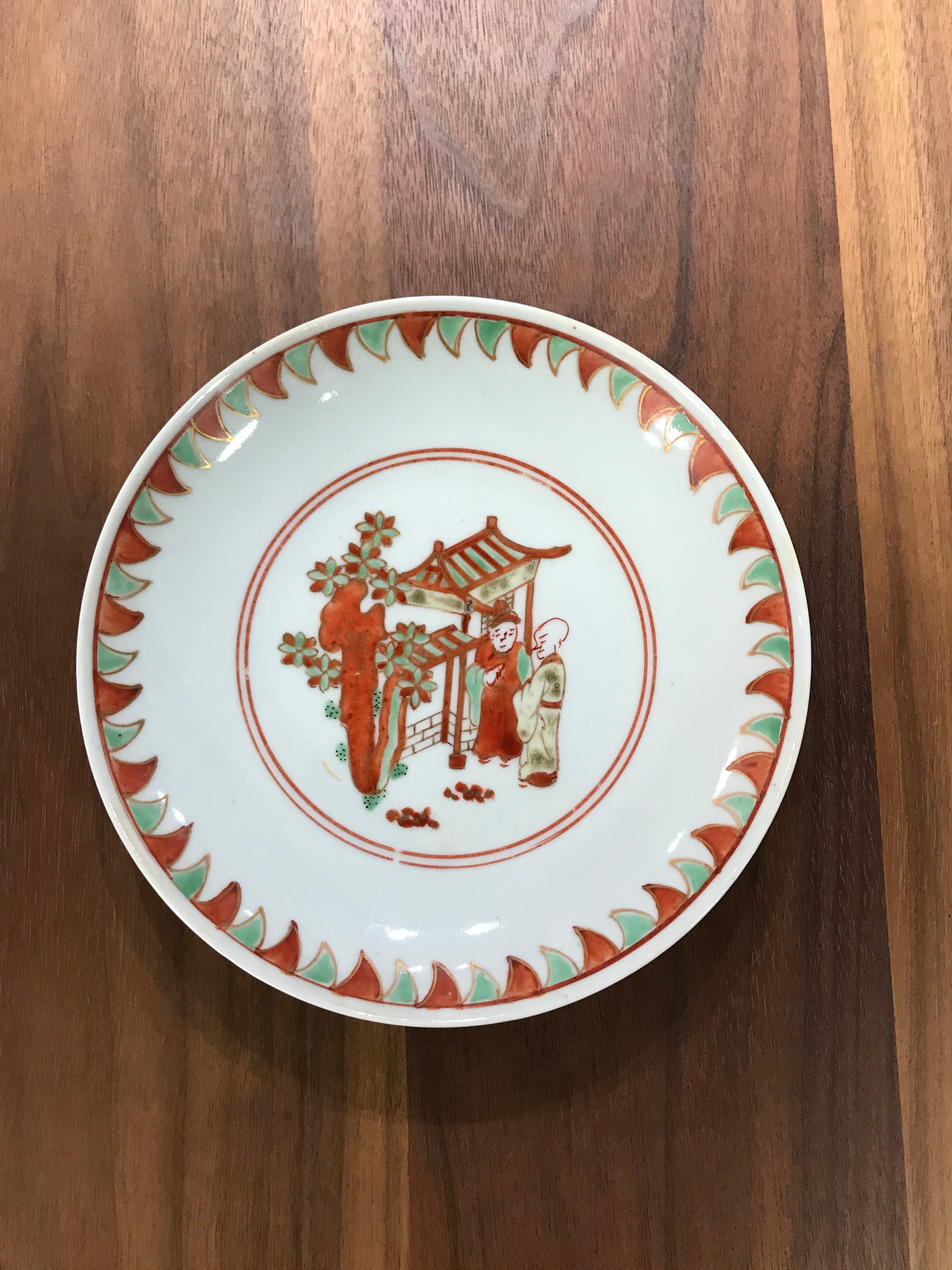 赤絵賢人図中皿【明治】【アンティーク】φ16cm x h2.7cm | Nakayacacan 