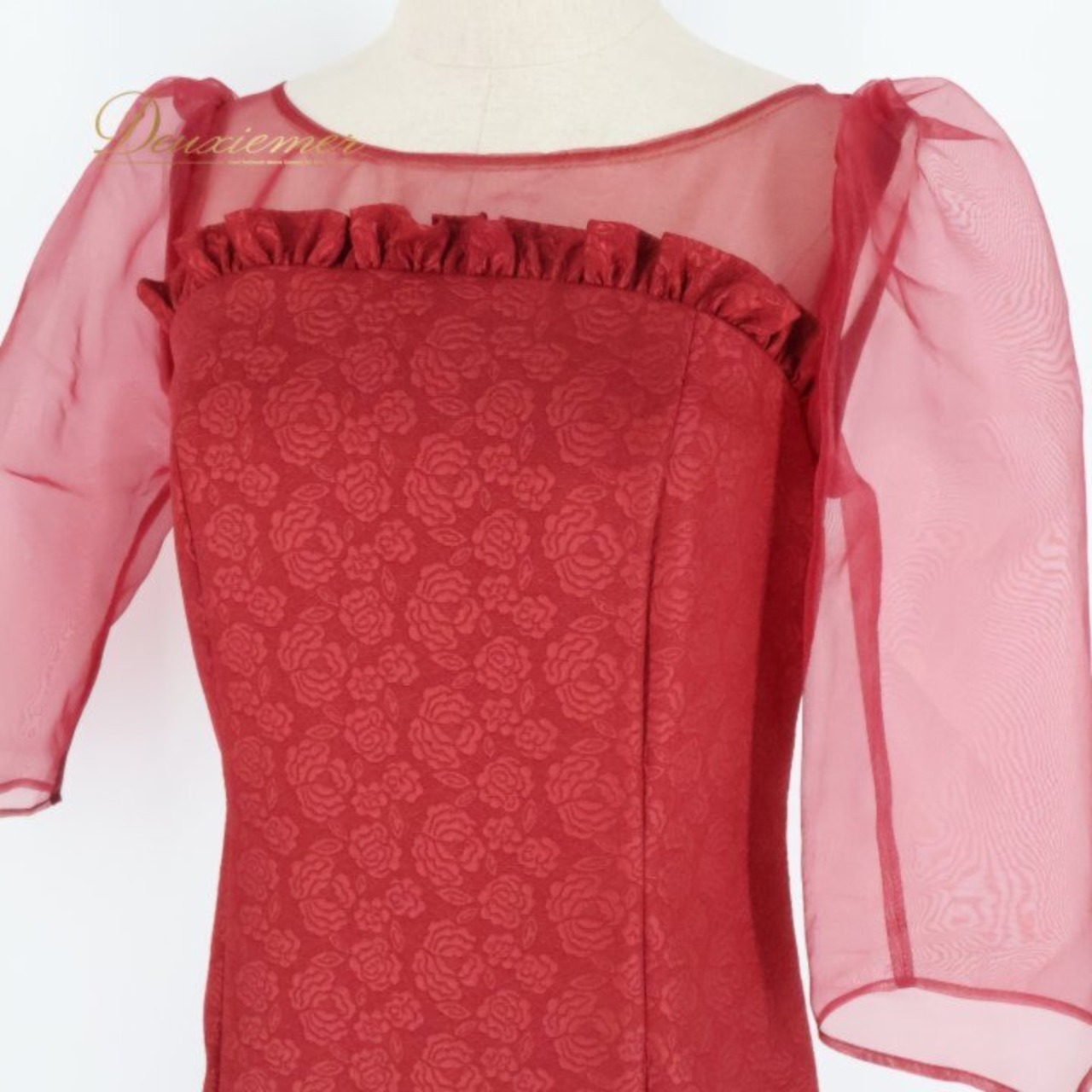 フラダンス 衣装 ワンピース ドレス Hula Ku レッド系 セキノレーシングスポーツ 日本製 シースルー ワンカラー フリル 上品 きれい 華やか 鮮やか 明るい ゴージャス 赤 ダンス衣装 ハワイアンダンス レディース ハワイアン アロハ レッスン 練習