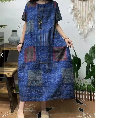 SALE！ ibelong オリエンタルptコクーンワンピース/コットン100％/M-L