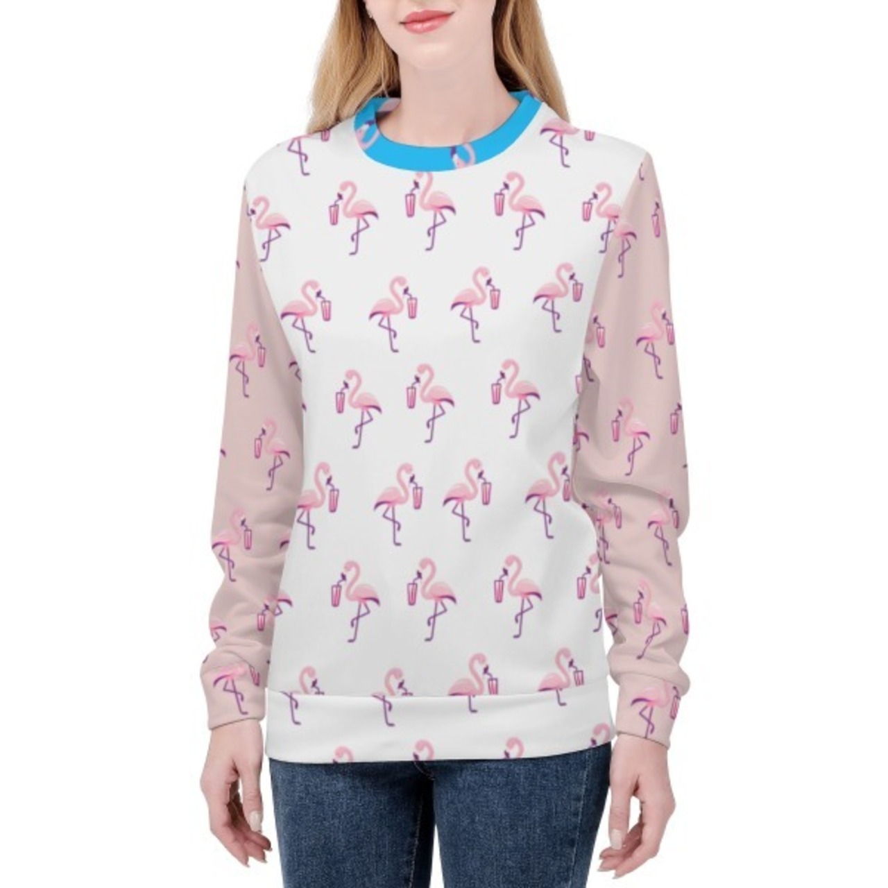 Women's Pull Over Sweatshirt White 4295