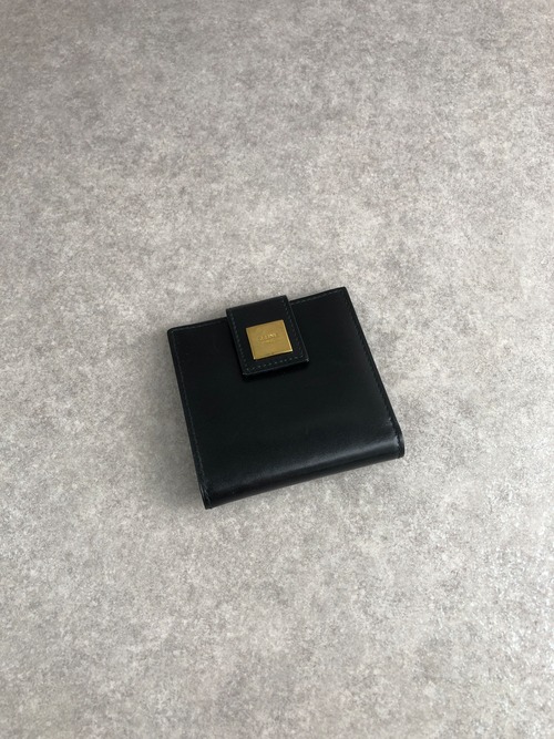 CELINE セリーヌ 財布 ブラック ロゴ レザー 二つ折り財布 vintage ヴィンテージ オールド 8rd2s8