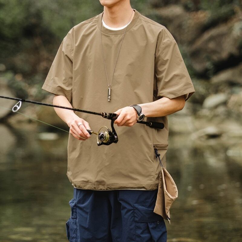 隠しポケット付きアウトドアプルオーバーTシャツ A18443