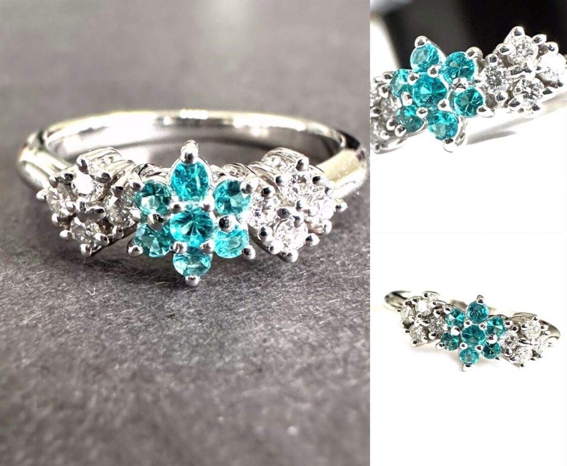TASAKI タサキ パライバトルマリン ダイヤモンド リング 15P プラチナ 