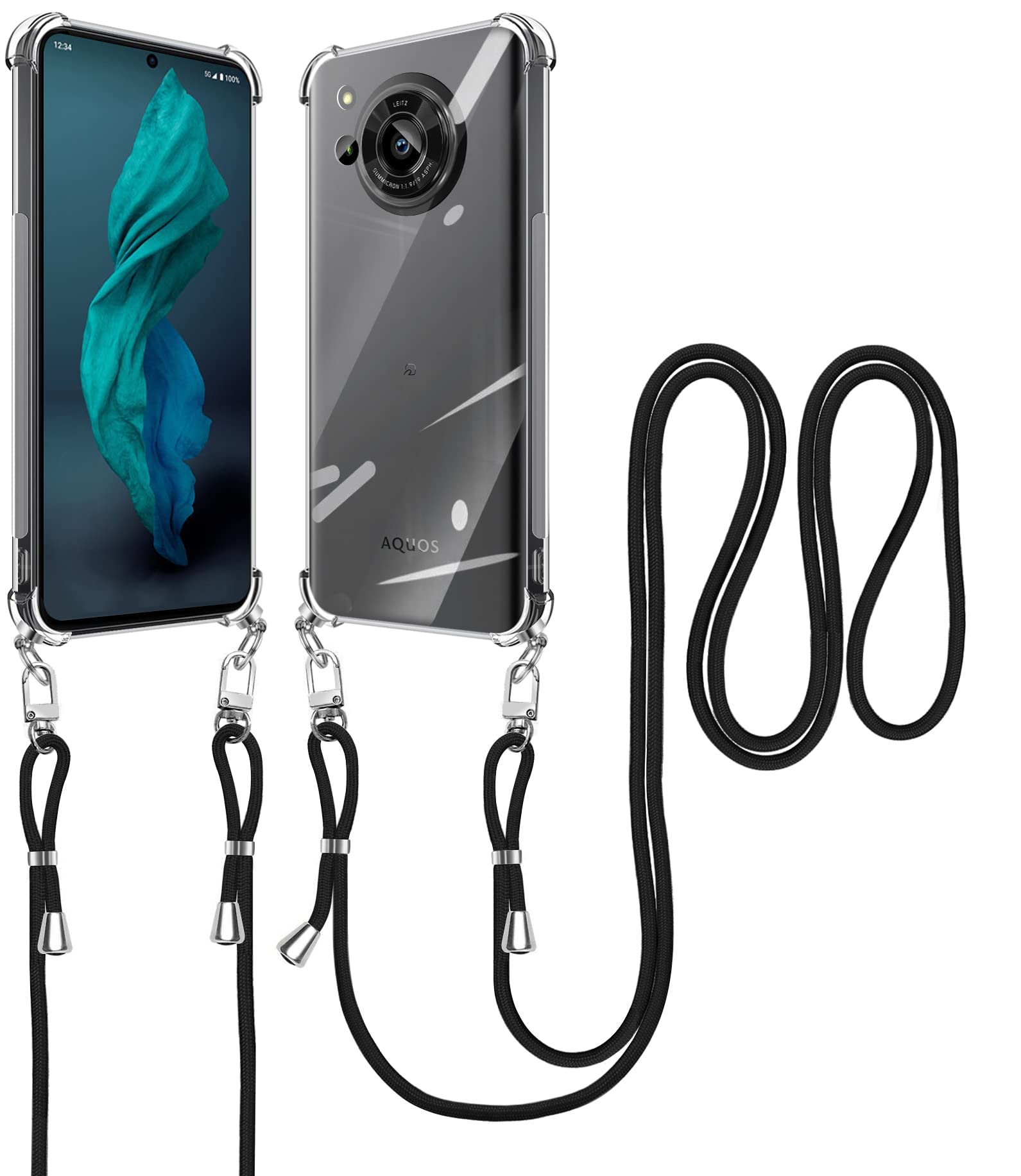 xiusiteli Aquos R7 用 ケース クリア ショルダー SH-52C TPU 縄掛け 薄型 軽量