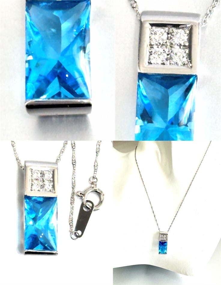 TASAKI タサキ 田崎 ブルートパーズ ダイヤモンド ネックレス 0.11ct