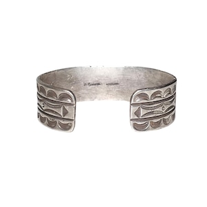 Geneve Ramone wide silver stamped bangle
