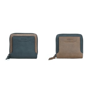 ZONALe「STRATO」ROUND ZIP MINI WALLET <BLACK&BROWN>