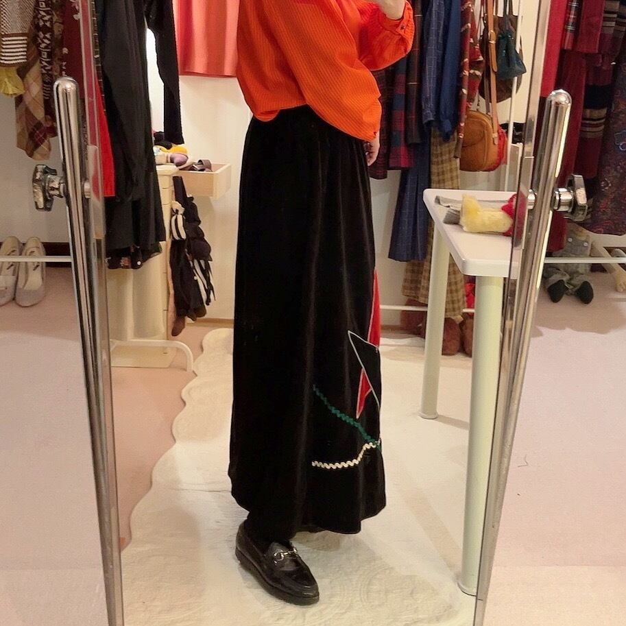 black velours △ patchwork skirt