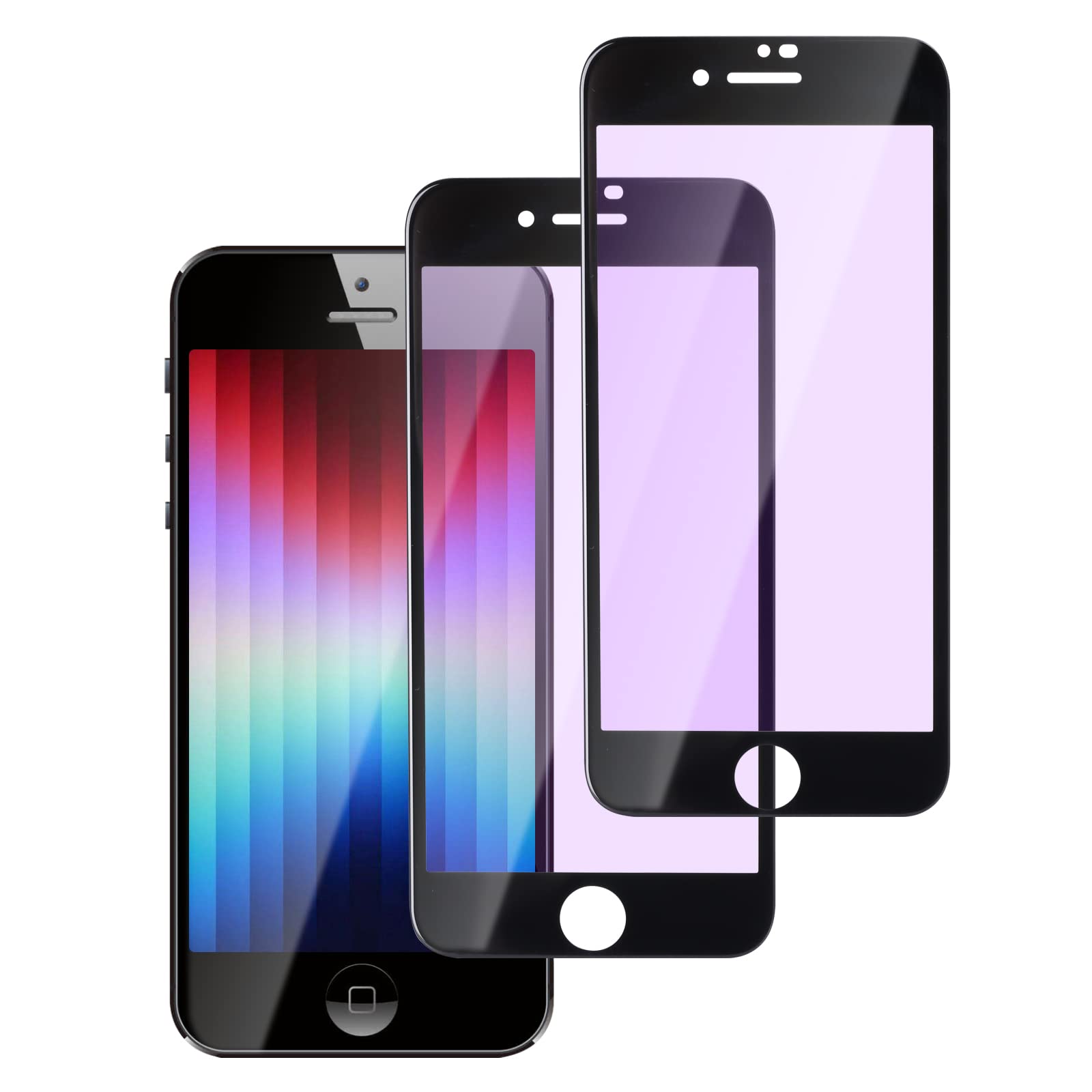 【ブルーライトカット】対応 iPhone SE3 用 ガラスフィルム【2枚セット】iphone se第3世代 保護フィルム 全面保護 iphone se3 フィルム【ブラック/ブルーライト/割れない/干渉しない/貼り付け簡単】