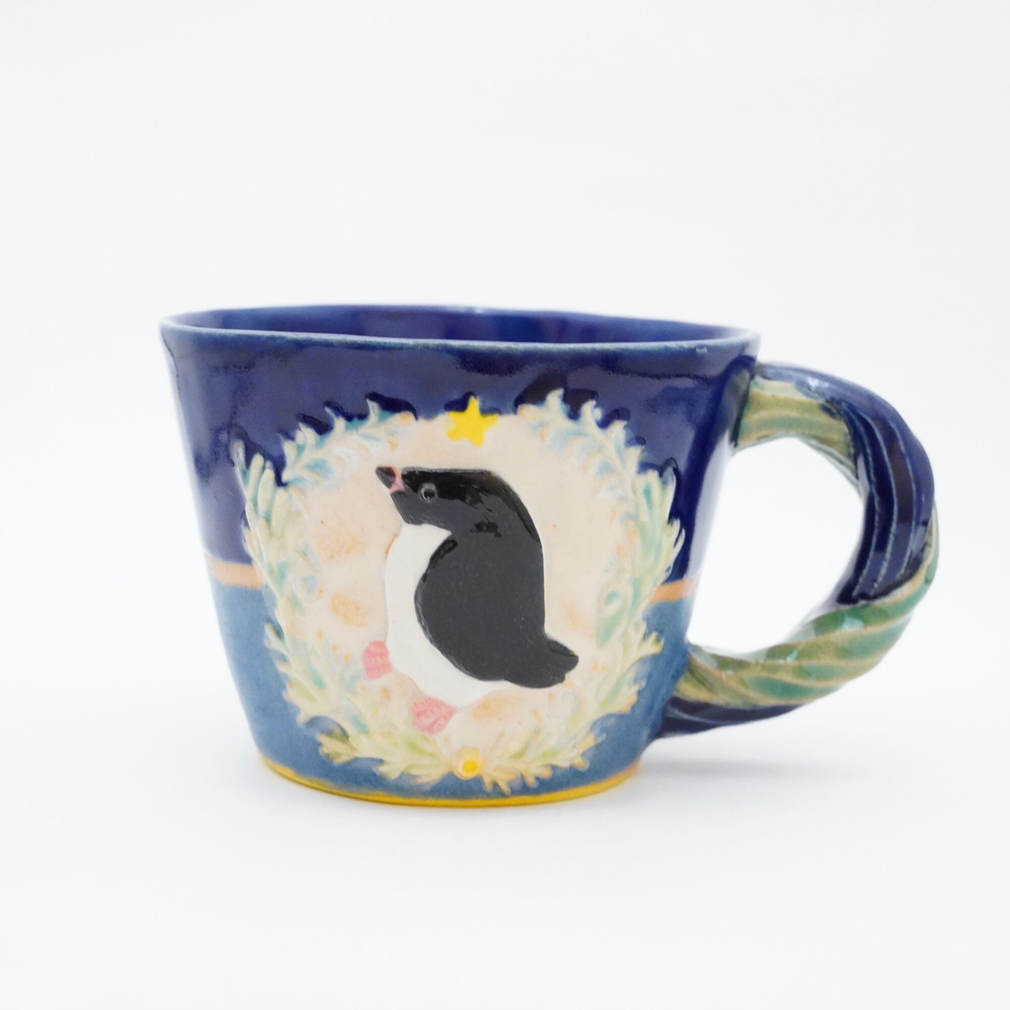 【白木千華】マグカップ もりもりペンギン ねじねじとって 12-C
