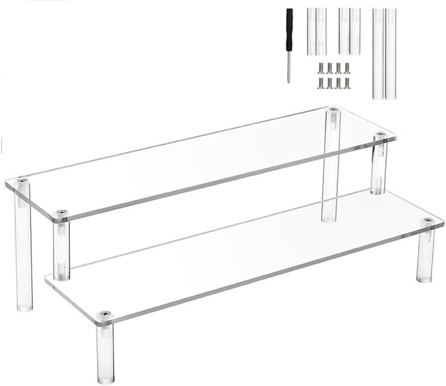 SIYINGSAERY アクリルスタンド フィギュア ディスプレイ ステージ コレクション 透明 ひな壇 組み立て式 人形 アクセサリー 展示 コレクション 棚 クリア (2段/30cm)