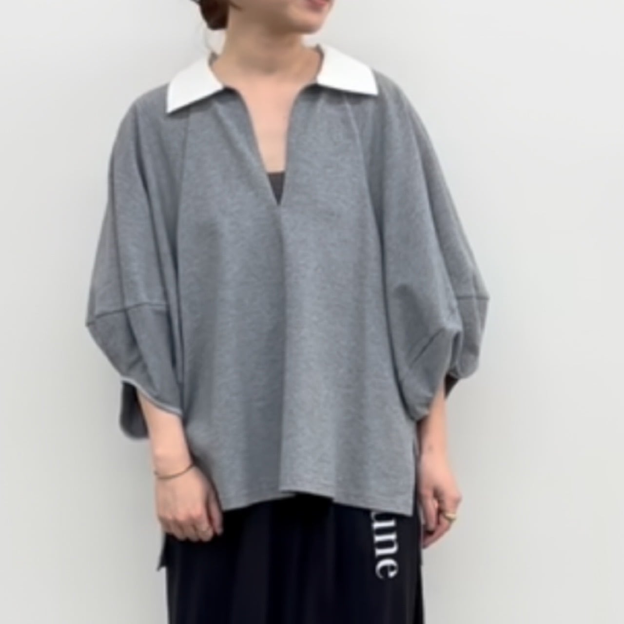 CLOCHE(クロッシェ)】ランタンスリーブポロトップス［612-85730