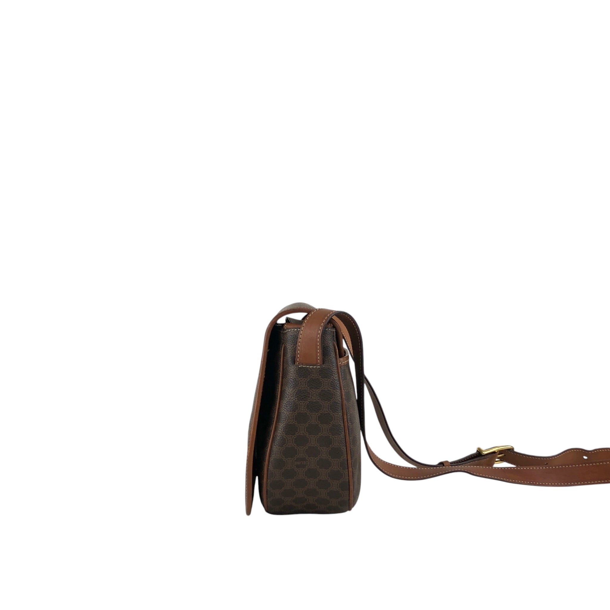 CELINE セリーヌ マカダム ショルダーバッグ ブラウン ブラゾン型押し