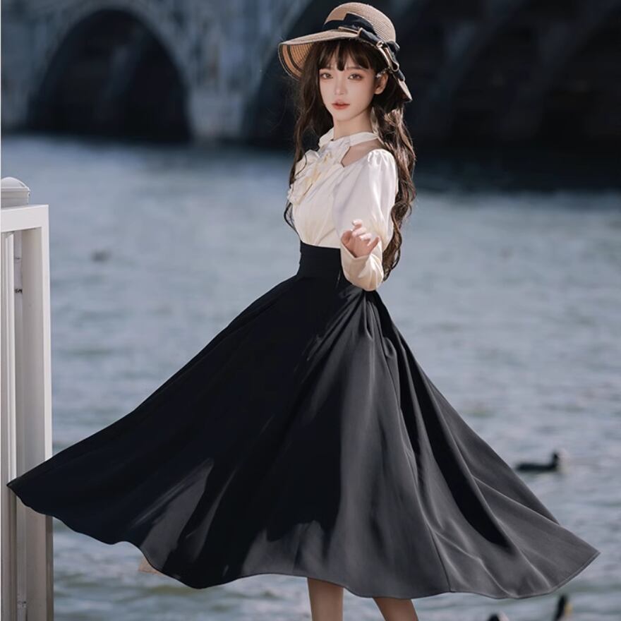 天使界隈水色界隈ロリータ ワンピース オフショルダー（ゴスロリ