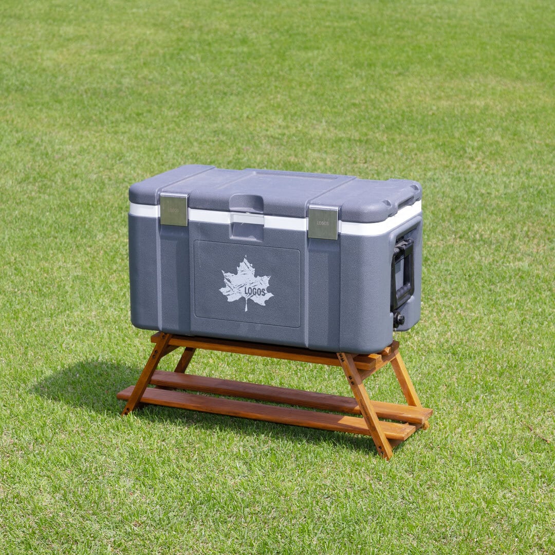 収納スペース付き！クーラーボックスウッドスタンド 底濡れ対策 耐荷重