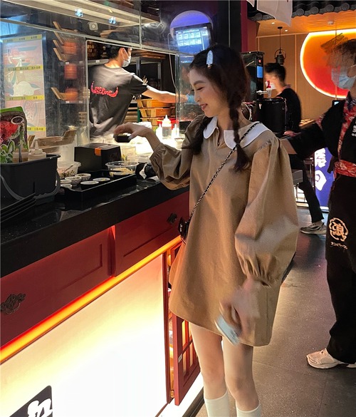 スタンダードスタイルルーズドレス オータムカラースカート ロング レトロ 大人ガーリー スウィート キュート カジュアル 秋物 モンロー33989593742