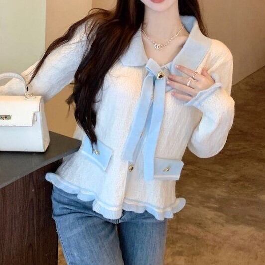 リボンニットトップスV01902