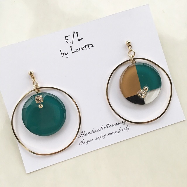 3color big hoop pierce/earring(Green)