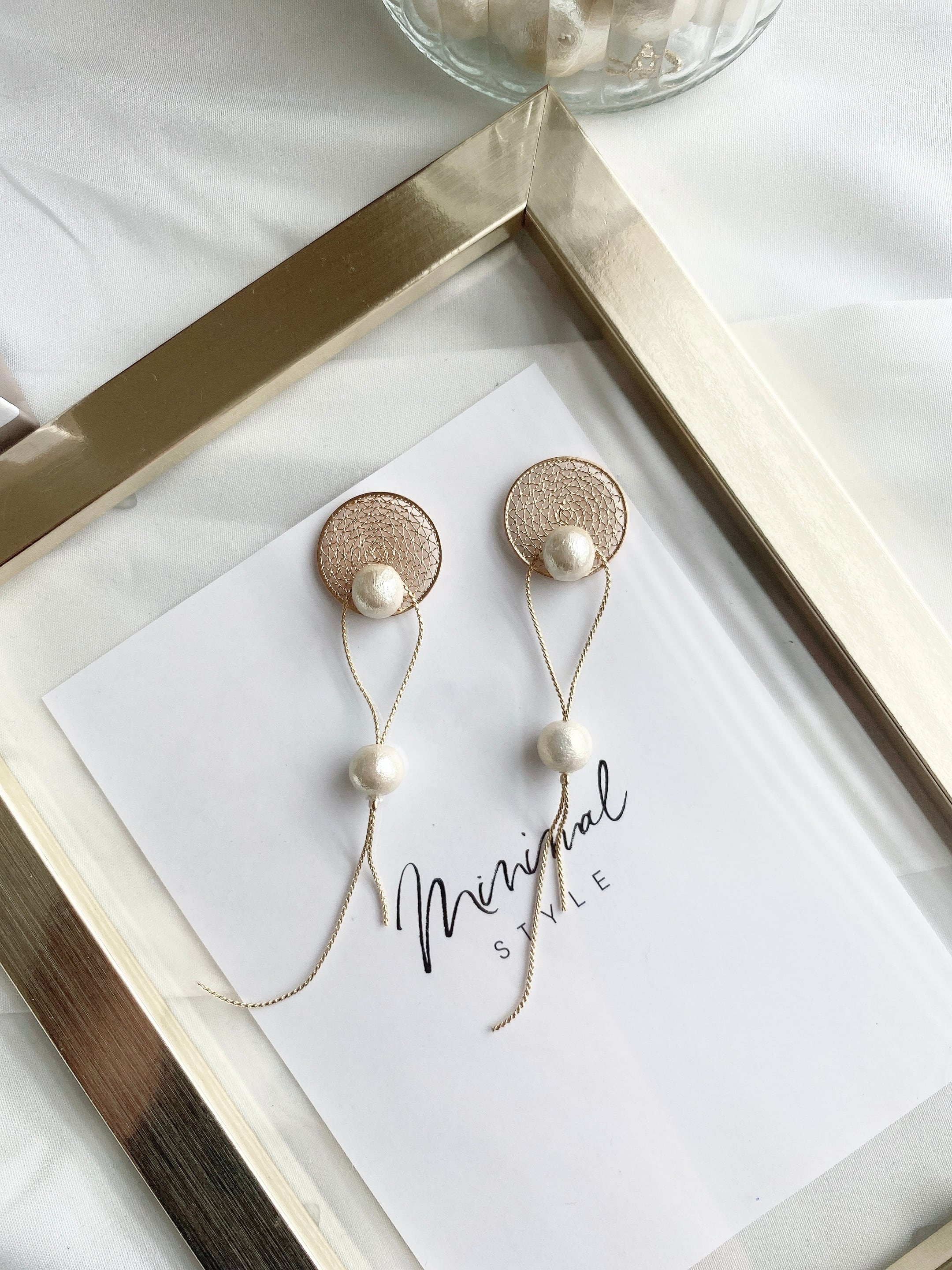 あみあみゴールドプレート/y-m-上品なハンドメイドピアス | y-m-上品な