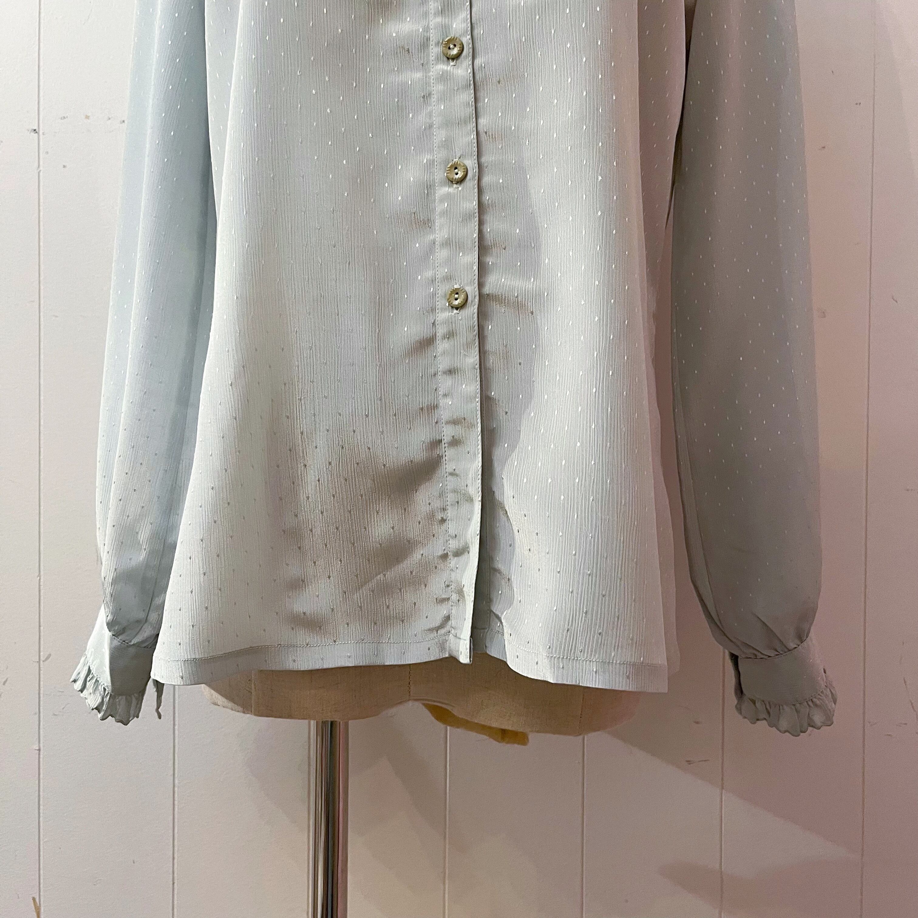 mint green velours ribbon blouse