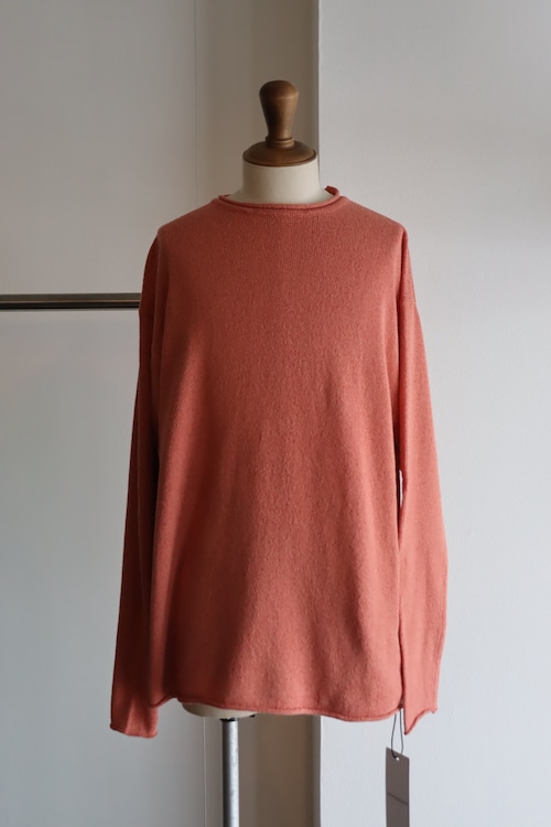 POSTELEGANT " Cotton Boucle Pull-Over Knit ( Orange )"