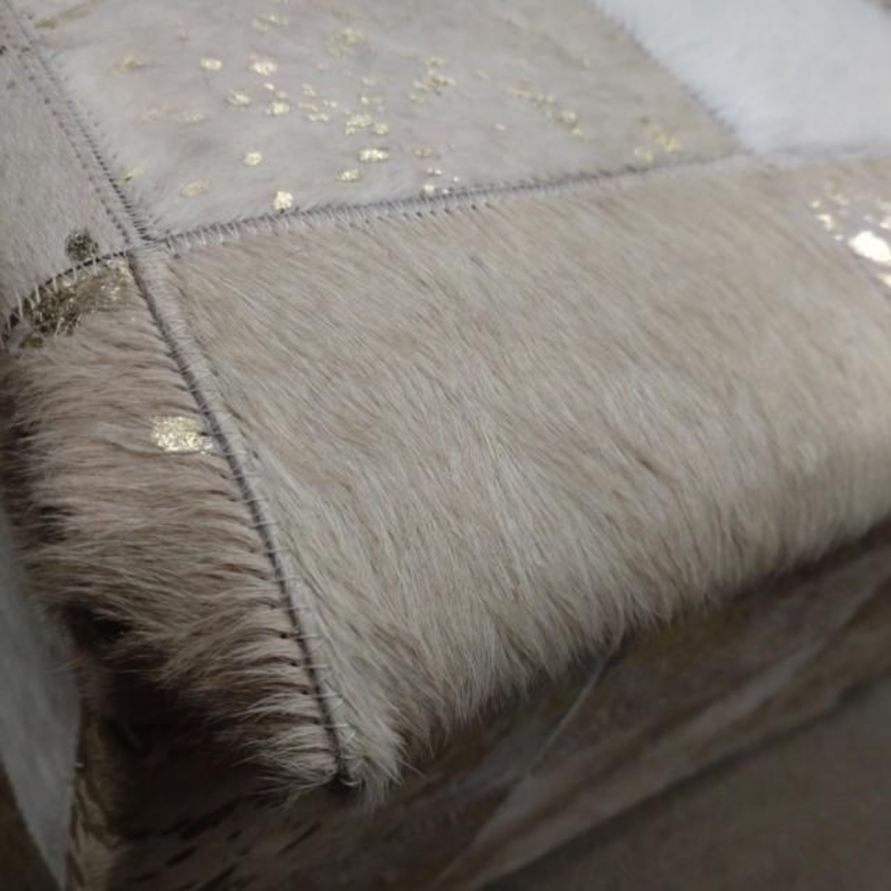 [Large Item] TOPANGA Furniture Patchwork Stool Cow Leather 2-Seater Dining Chaise Lounge Box