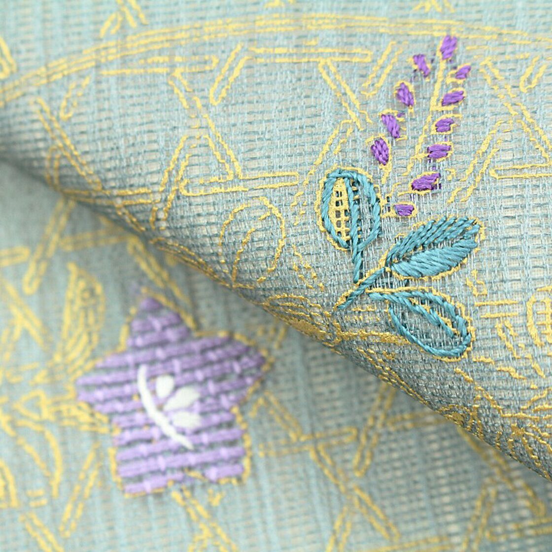 特選の夏帯》 京都の呉服店【健勝苑】 涼やかな【蘇州刺繍】 上品に  