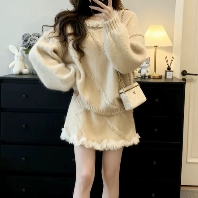 ガーリー♡ニットセーター×ニットスカート　E1588