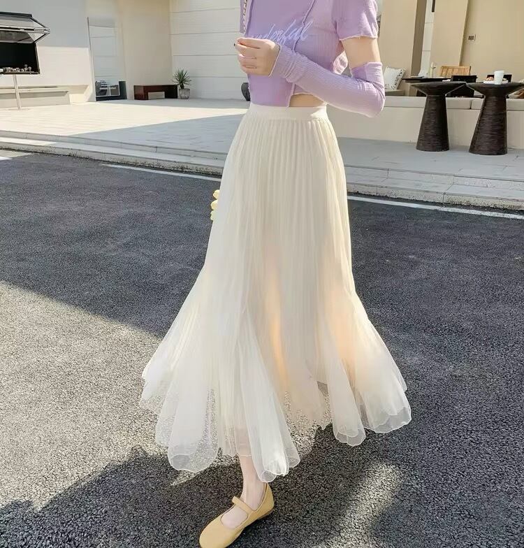 マーメイドメッシュスカート［Black,Apricot］