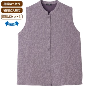 薄中綿キルト花柄ベスト（婦人）