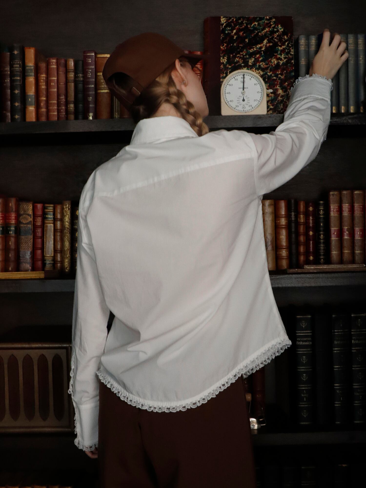 LACE TRIM SHIRTBLOUSE -WHITE- | mieya mieya