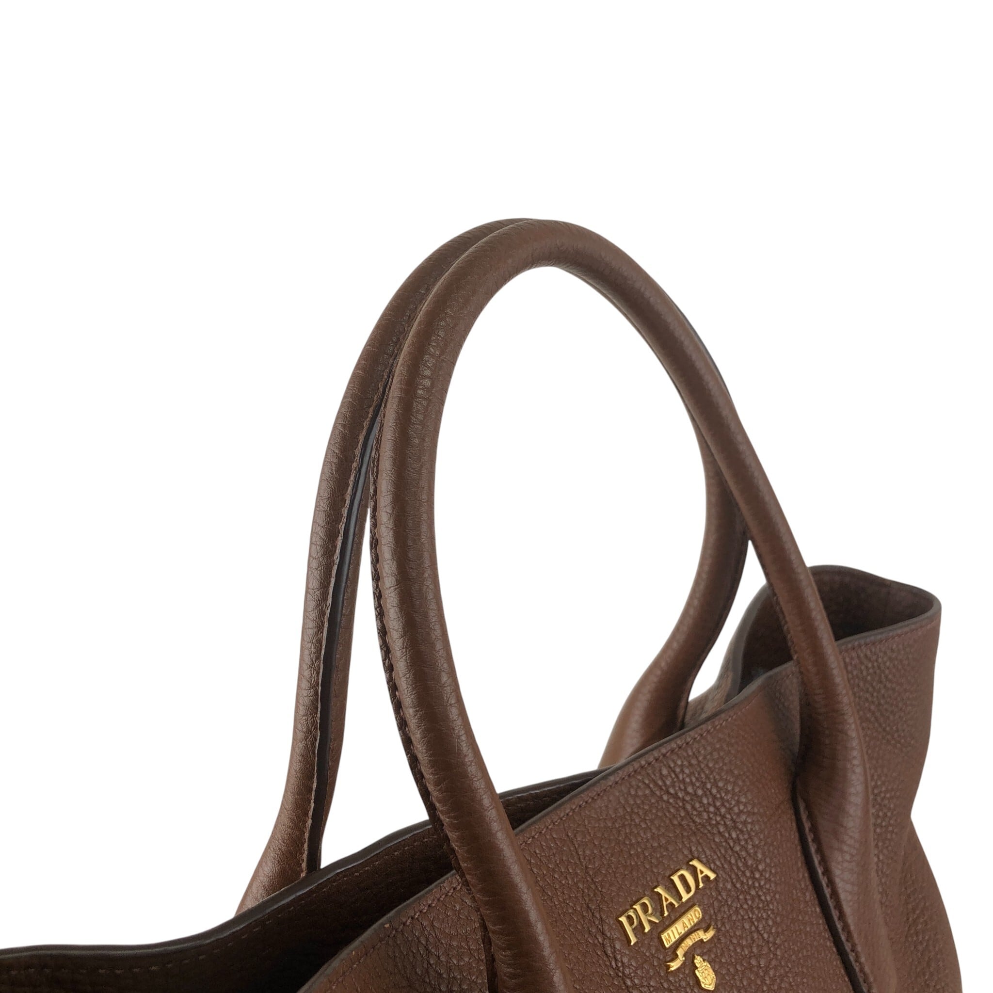 PRADA プラダ ハンドバッグ ブラウン ロゴ レザー 2way vintage