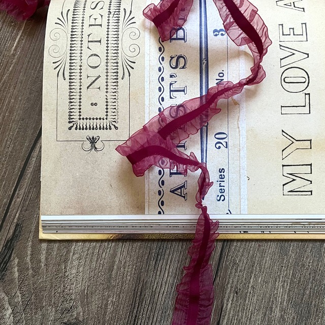 スパン  プチチュールフリル／3. dark red  ダークレッド（幅/約25mm ）