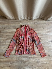 paisley pattern sheer high neck tops-5134-1