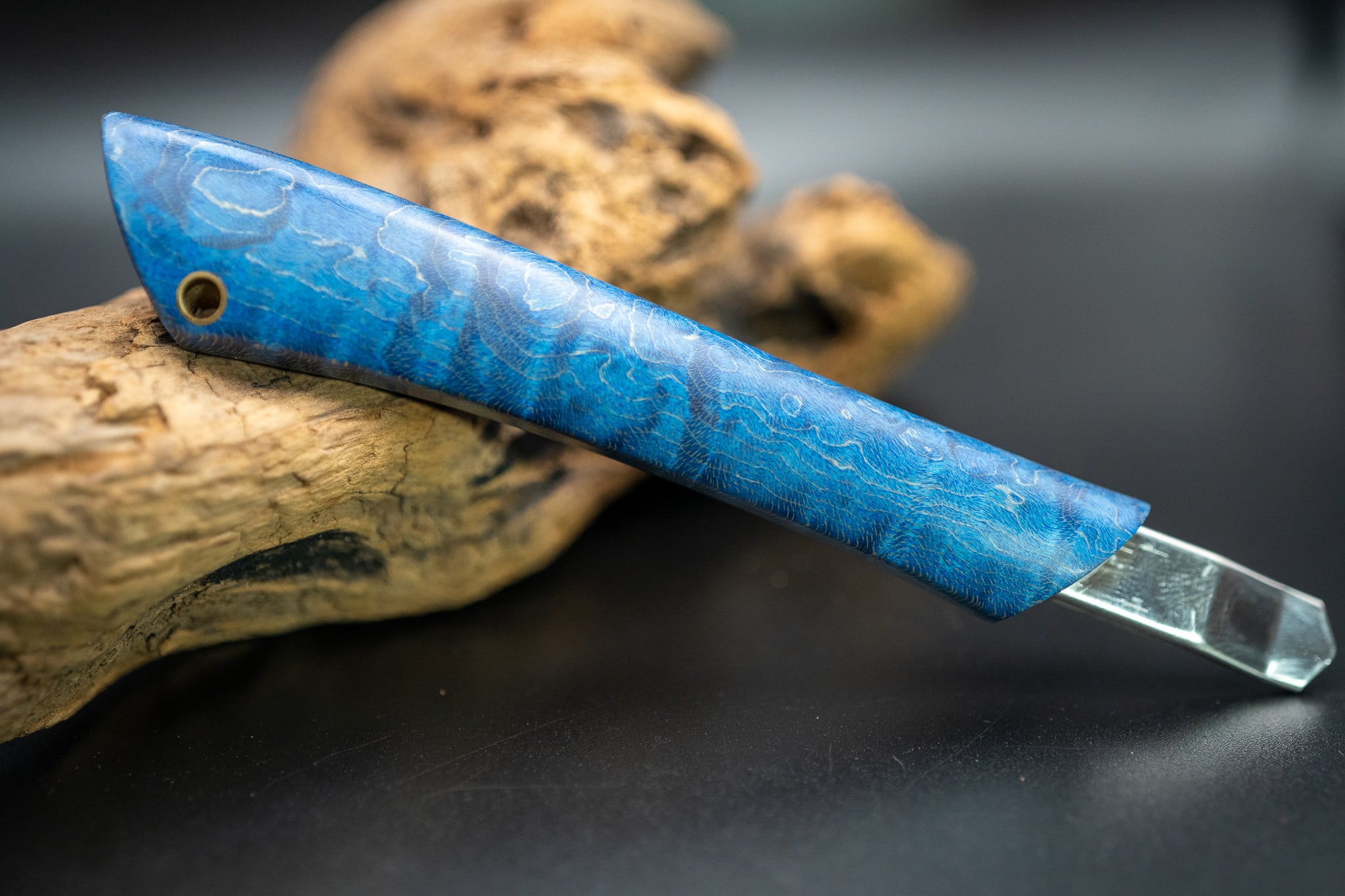 【青の季節】スタビライズウッド 楓 虎杢 S型木製カッターナイフ flamberg