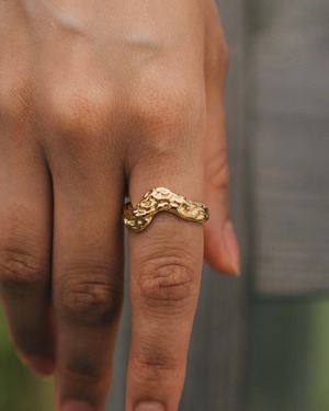 316L uneven wave ring［gold］#r154