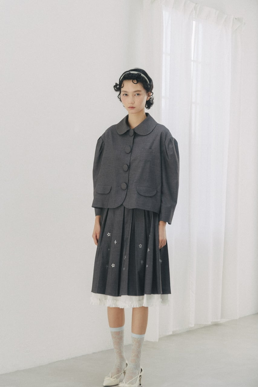 フリルレイヤードグリッタースカート　GRAY