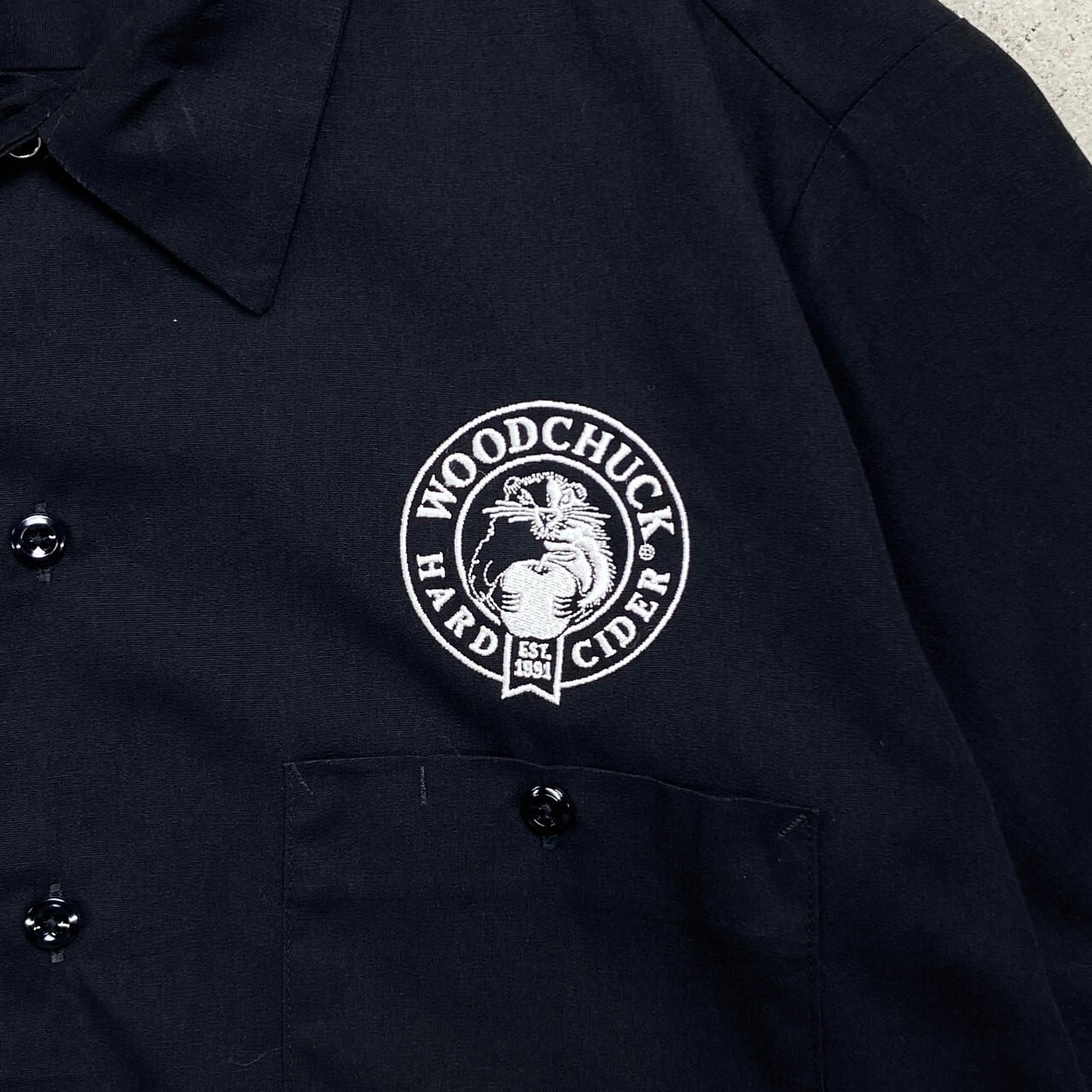 00年代 Dickies ディッキーズ 半袖 ワークシャツ 企業ロゴ刺繍 メンズ