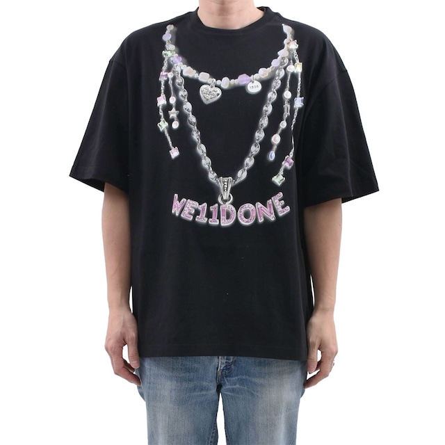 【WE11DONE】BLACK NECKLACE PRINT T-SHIRT
