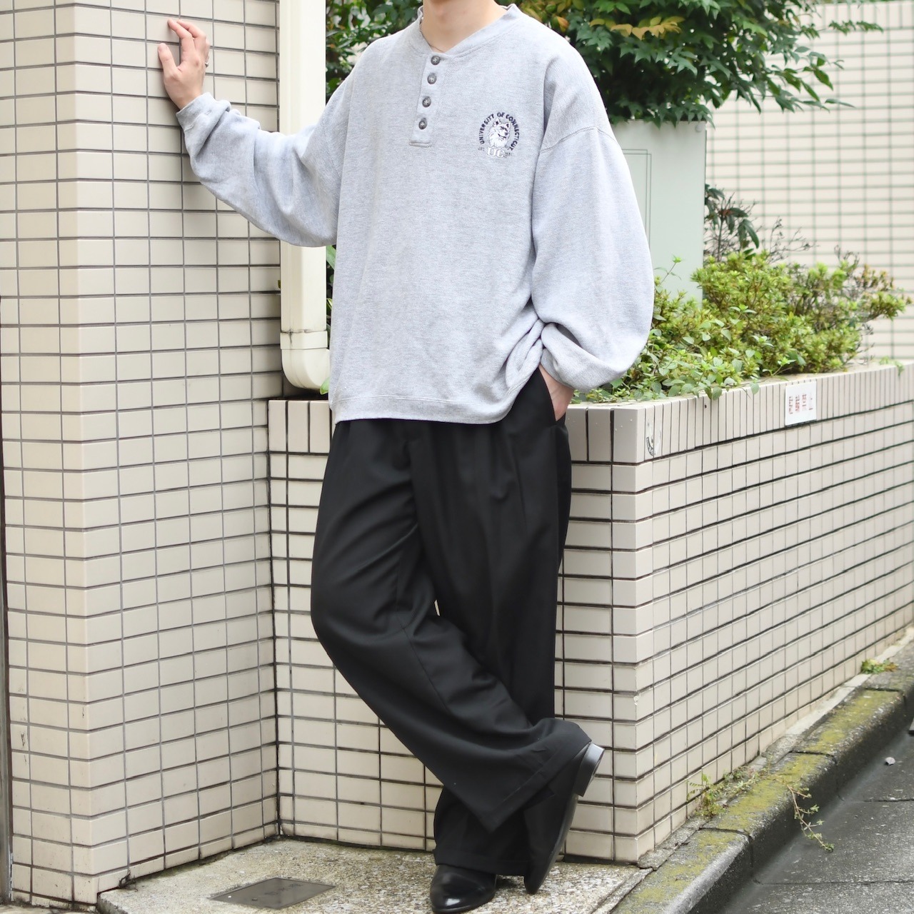 husky embroidery design henry neck sweat