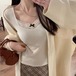 2色/レースVネックリボントップス ・78616
