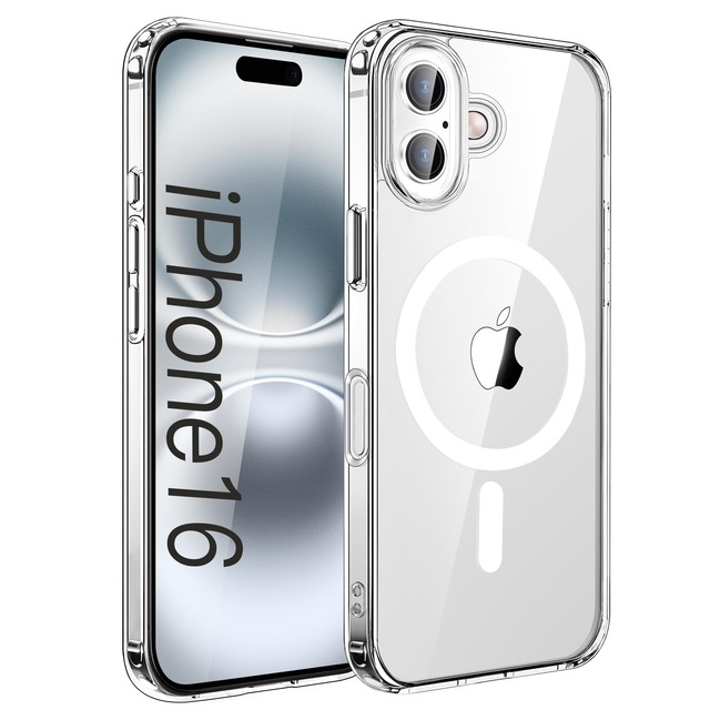 DIFAYA iPhone16 ケース クリア『米軍MIL規格・Magsafe対応』 iPhone16 カバー 透明 マグネット搭載 ワイヤレス充電対応 黄変防止 スレ傷防止 滑り止め 軽い ストラップホール付き 落下防止 レンズ保護 PC背面 TPUバンパー 傷に強い背面 一体フィット感 スマホケース いphone16透明 ケース いphone16クリア ケース