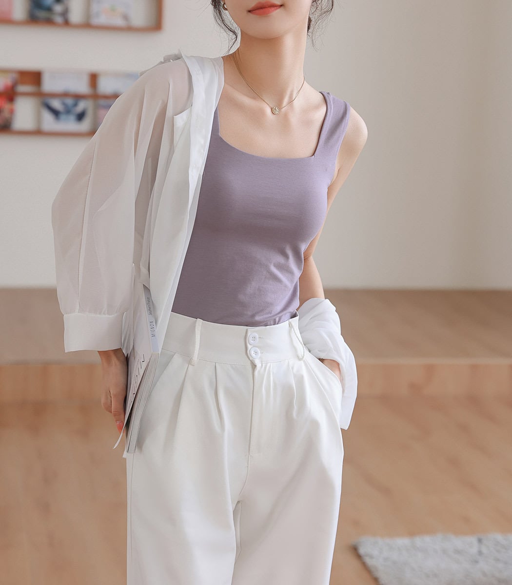 メール便】カップ付き スクエアタンクトップ／tops2131 | DAY CLOSET