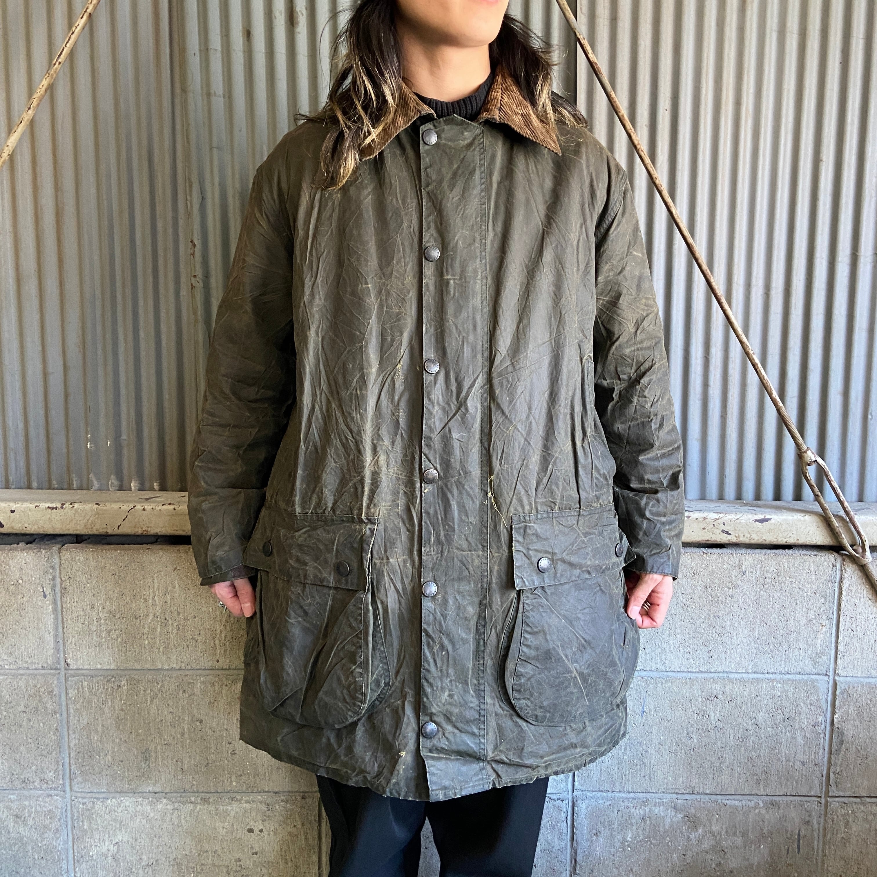 85年 英国製Barbour 2ワラント BORDER オイルドジャケット-