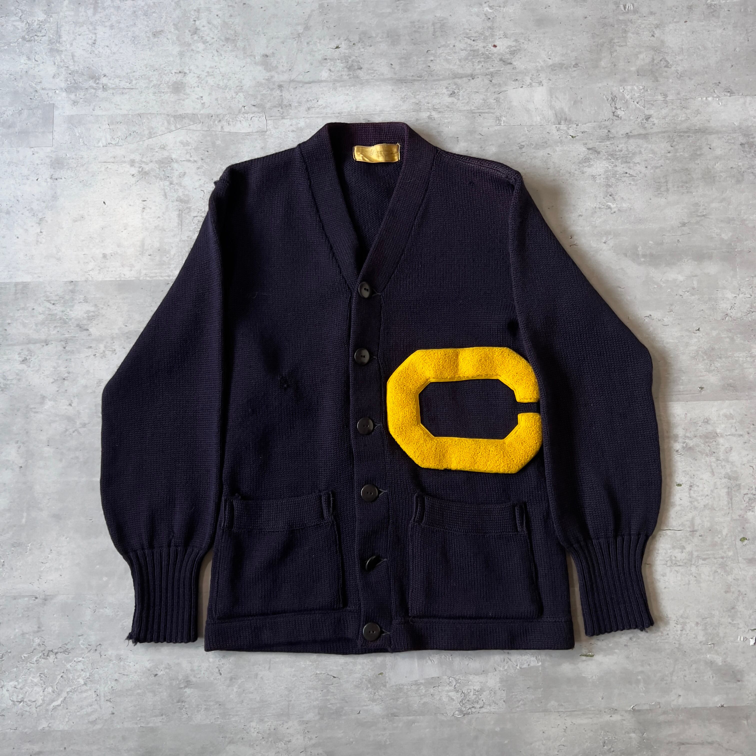 40s “lamswear.inc” wool lettered cardigan 40年代 レタード