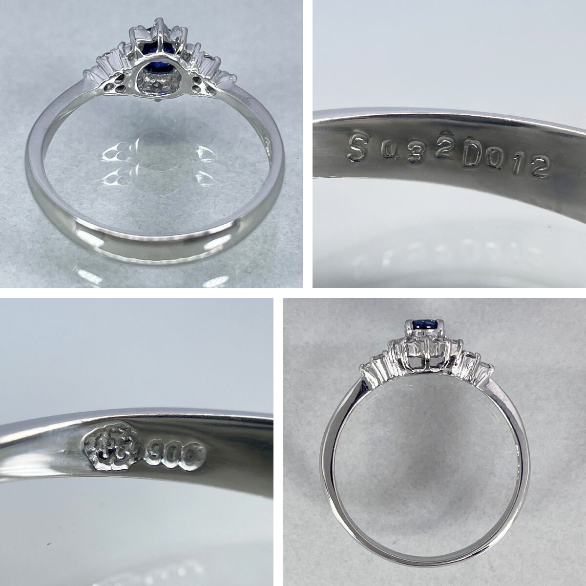 PT900 天然サファイア 0.32ct 天然ダイヤモンド 0.12ct リング 