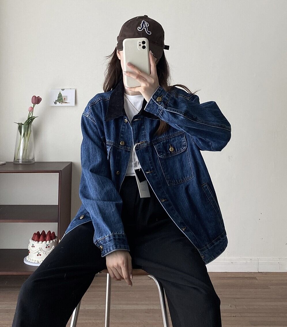襟コーデュロイ レディース ジャケット アウター 上着 デニム