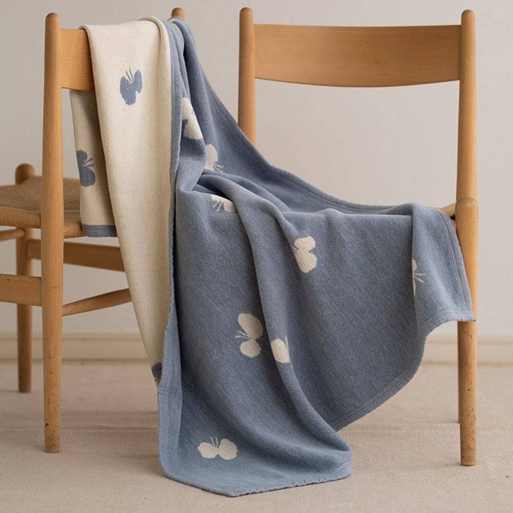 KLIPPAN クリッパン シュニールコットンブランケット ハーフ 90×140cm / choucho ブルー ミナ ペルホネン 正規取扱店