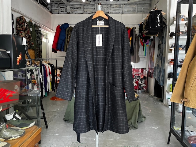 WACKO MARIA BURRED CHECK GOWN COAT 18FW-WMO-CO18 MEDIUM BLACK 13113